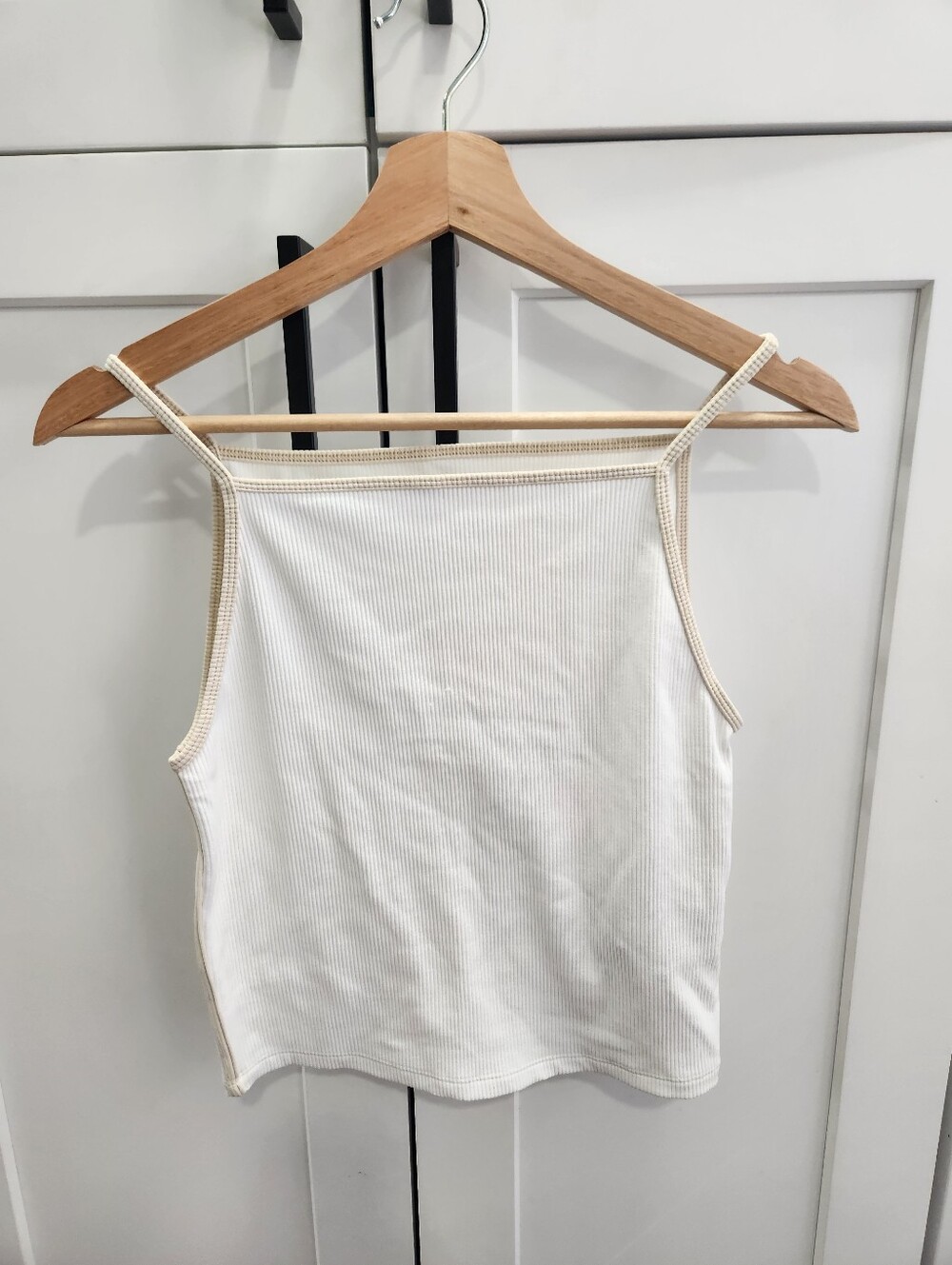 NWT Abercrombie & Fitch Soft Collection Ribbed White Cream M Tank Top High Neck